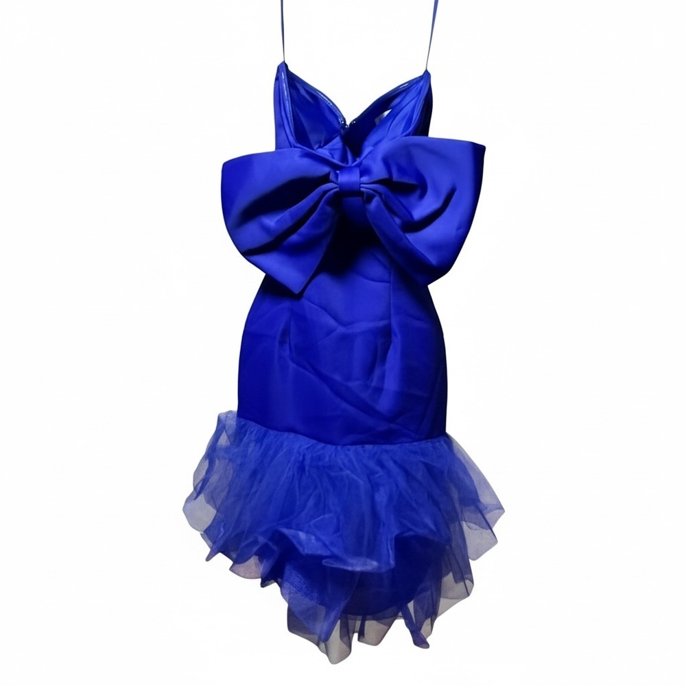 Elegant Blue Bow Prom Dress